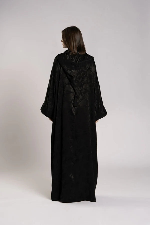 RMDML2501A-BLACK HOODED MOROCCAN ELEGANCE ABAYA