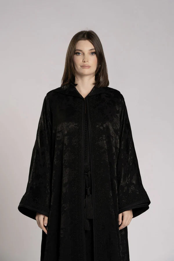 RMDML2501A-BLACK HOODED MOROCCAN ELEGANCE ABAYA