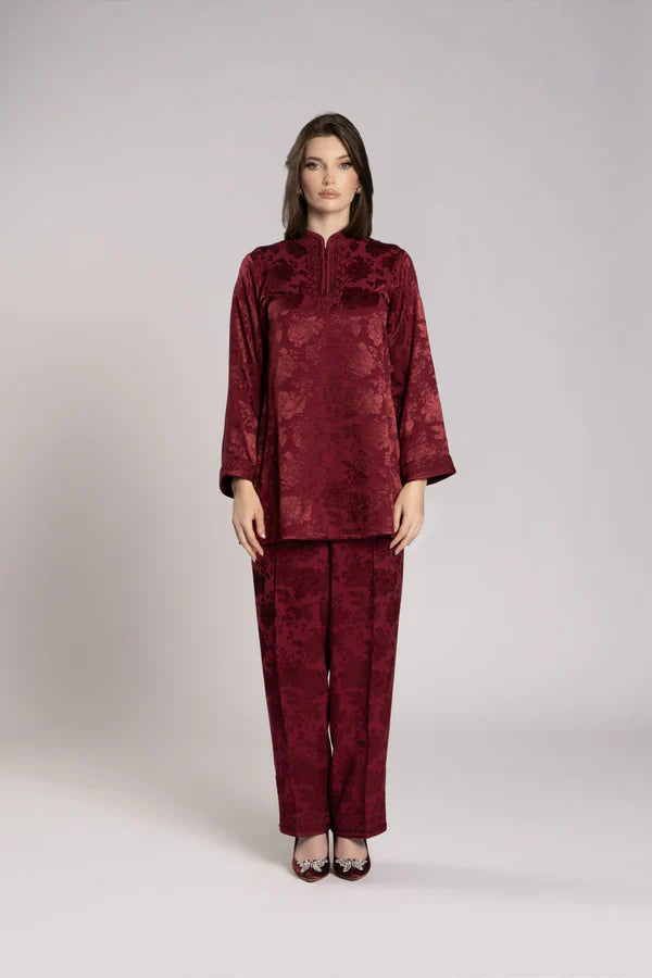 RMDML2501TT-MAROON TOP & TROUSER SET