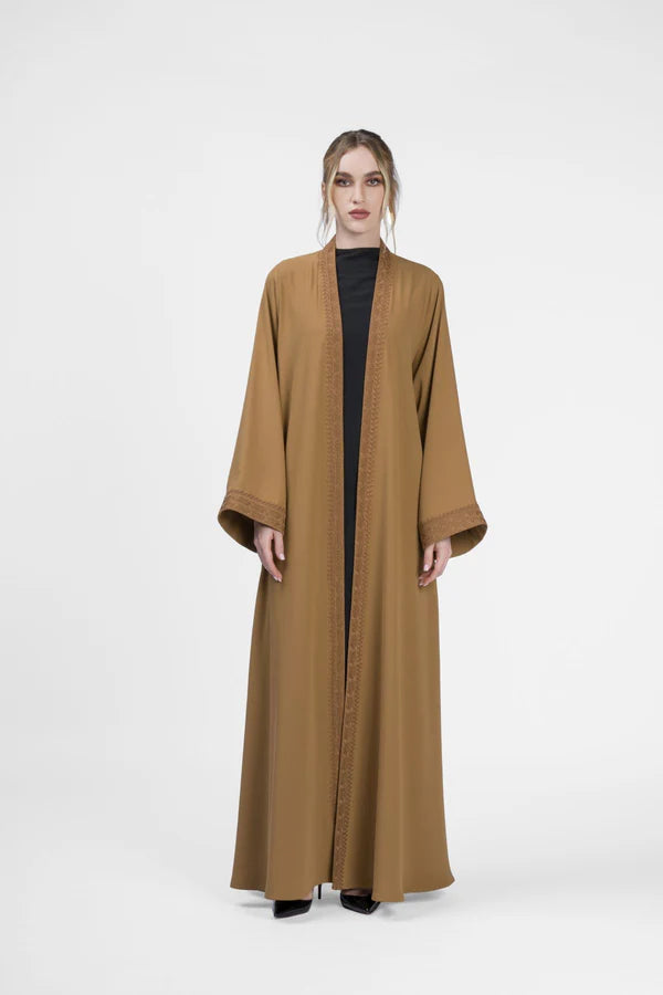 EDM2317-BROWN MOROCCAN FLARE ABAYA
