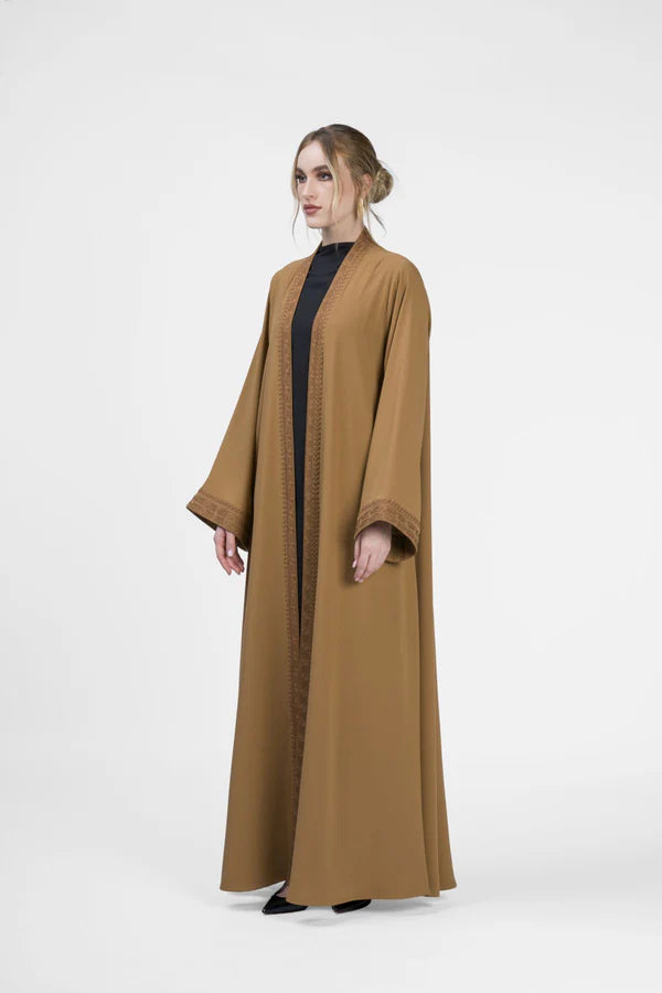 EDM2317-BROWN MOROCCAN FLARE ABAYA