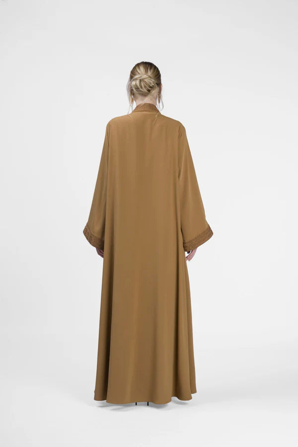 EDM2317-BROWN MOROCCAN FLARE ABAYA