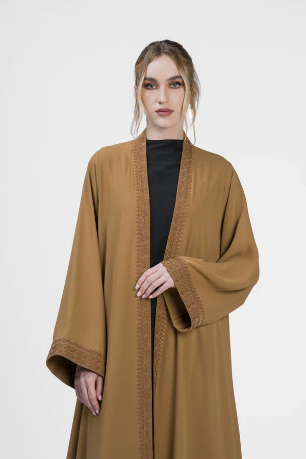 EDM2317-BROWN MOROCCAN FLARE ABAYA