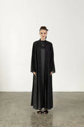 RTW2403-BLK BLACK JACQUARD LINEN ABAYA