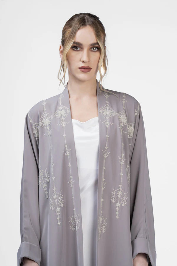 RMDJK2402-BEIGE NOMADIC ELEGANCE BEIGE CREPE ABAYA