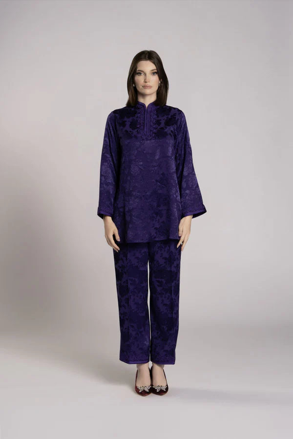 RMDML2501A-PURPLE HOODED MOROCCAN ELEGANCE ABAYA