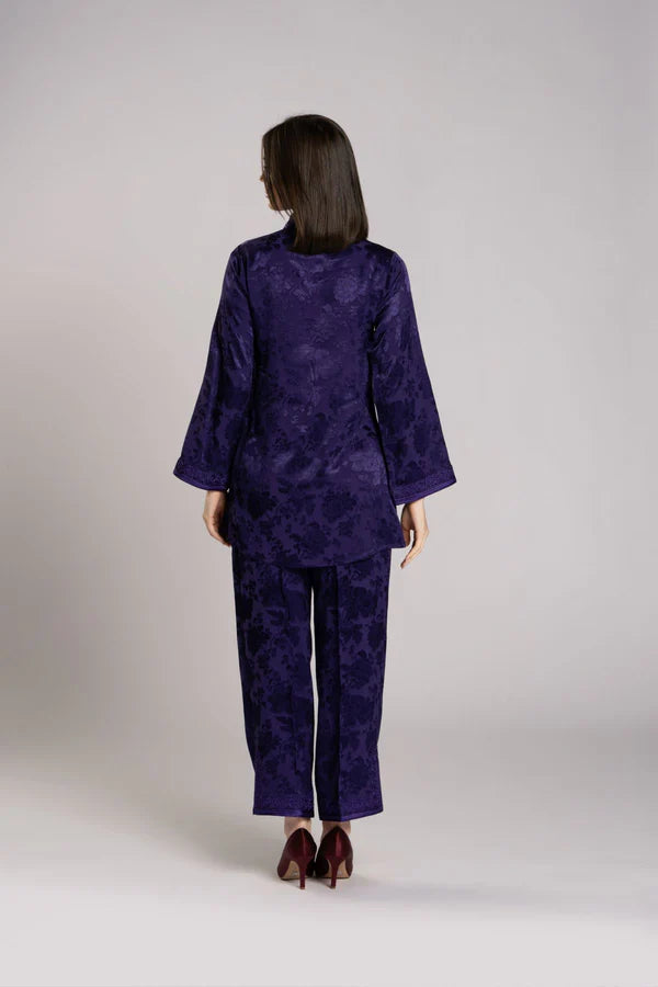 RMDML2501A-PURPLE HOODED MOROCCAN ELEGANCE ABAYA