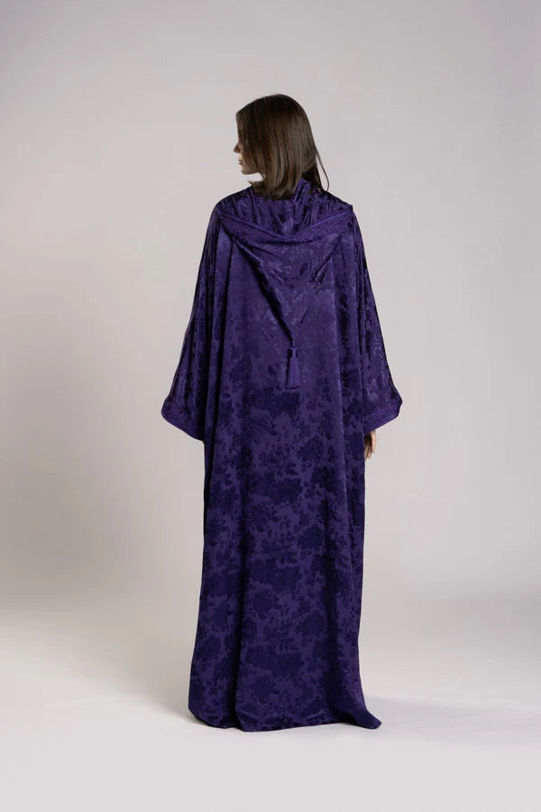 RMDML2501A-PURPLE HOODED MOROCCAN ELEGANCE ABAYA
