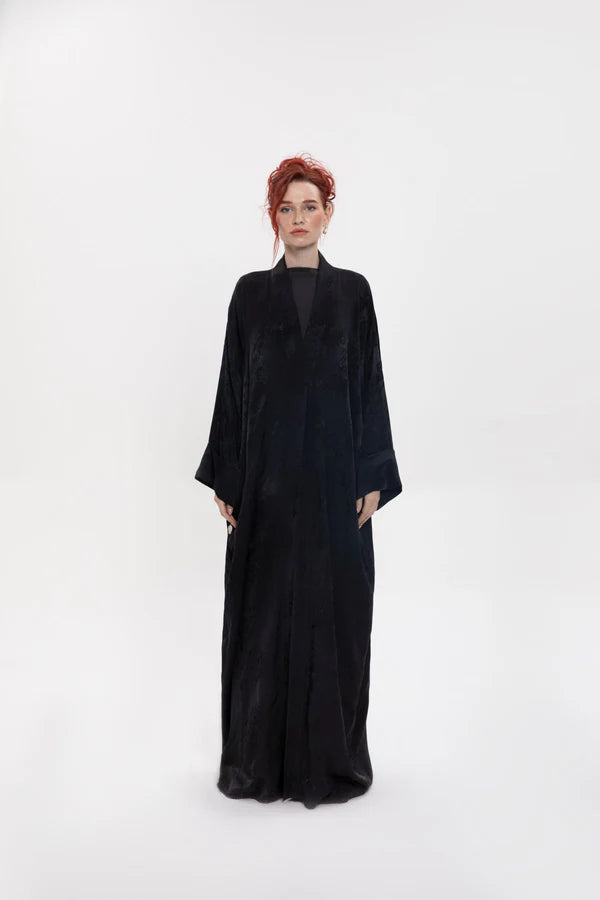 RTWS2406-DS-BLACK OPULENT CHARM KIMONO ABAYA