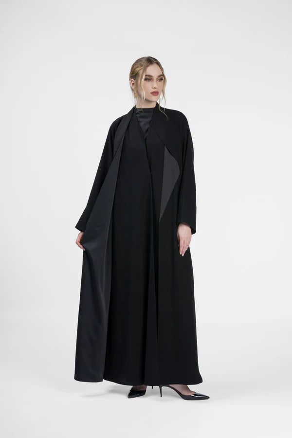 RMD2407 LAYERED ELEGANCE BLACK ABAYA