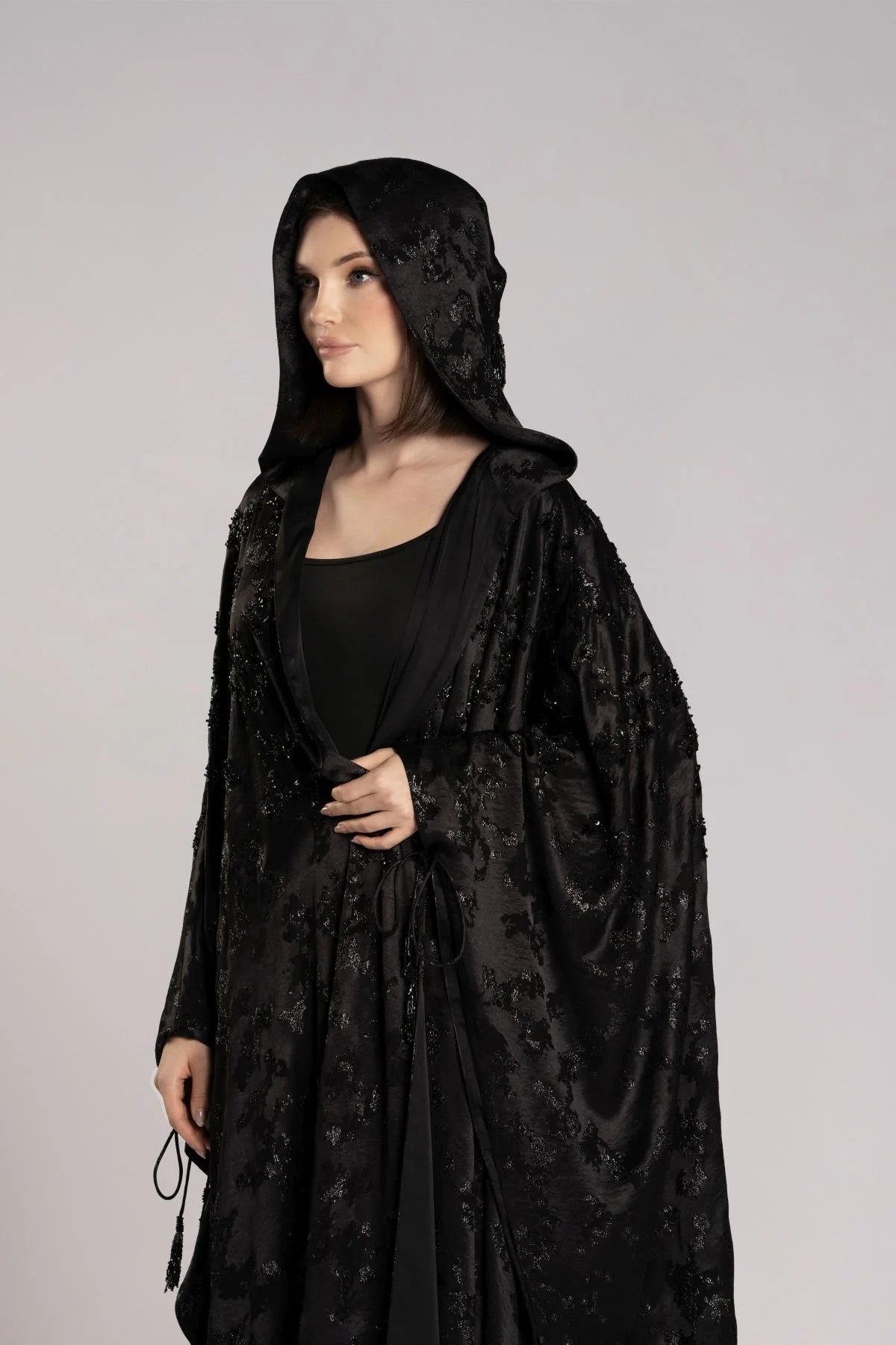RMDHC2505-BLACK ETHEREAL CHARM HOODED LIMITED ABAYA