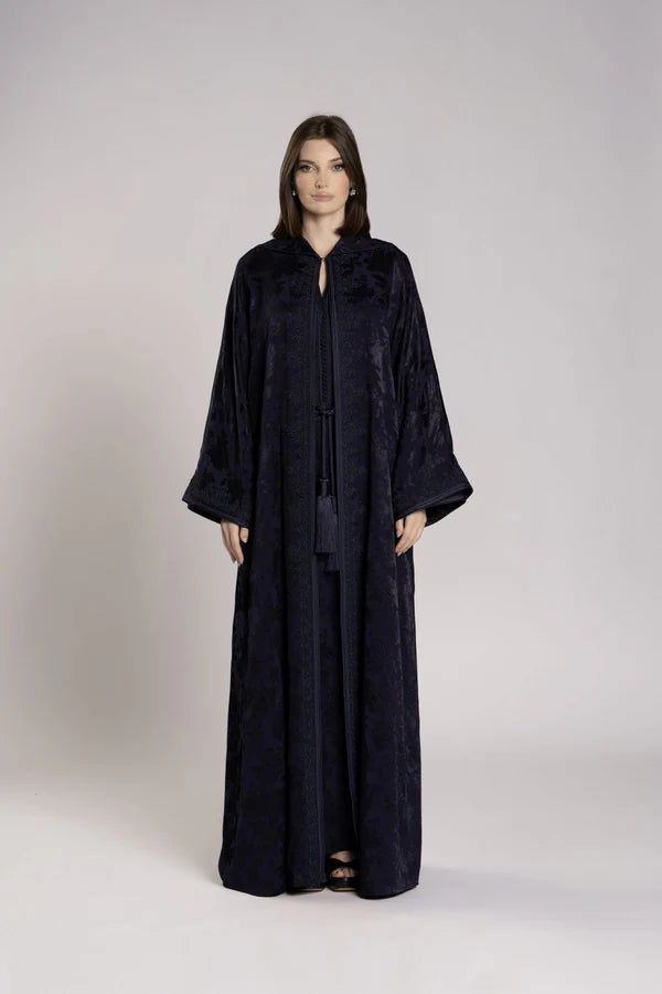 RMDML2501A-DARK BLUE HOODED MOROCCAN ELEGANCE ABAYA