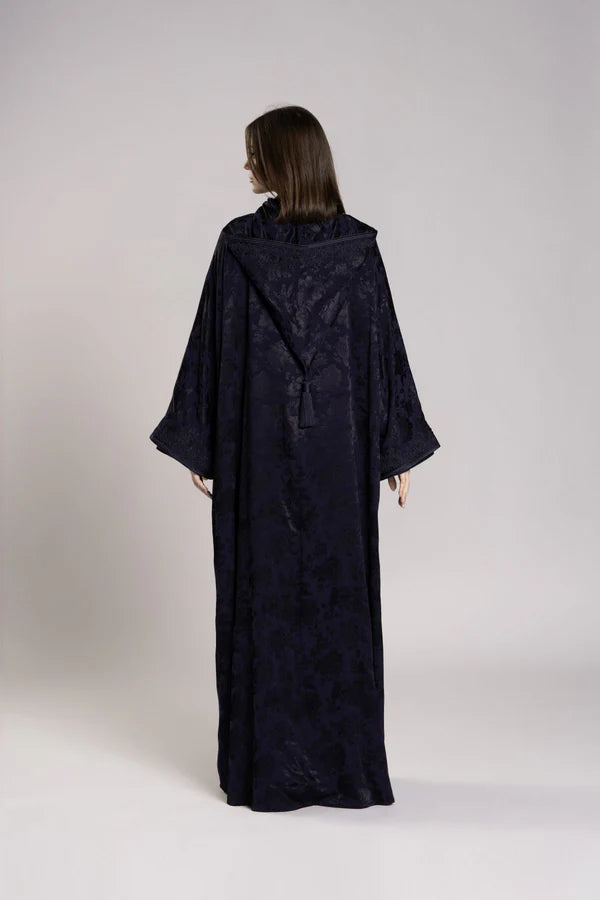 RMDML2501A-DARK BLUE HOODED MOROCCAN ELEGANCE ABAYA