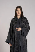 RMDML2501A-GRAY HOODED MOROCCAN ELEGANCE ABAYA