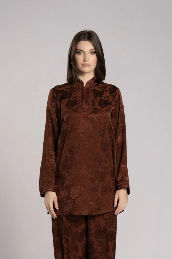 RMDML2501TT-BROWN TOP & TROUSER SET