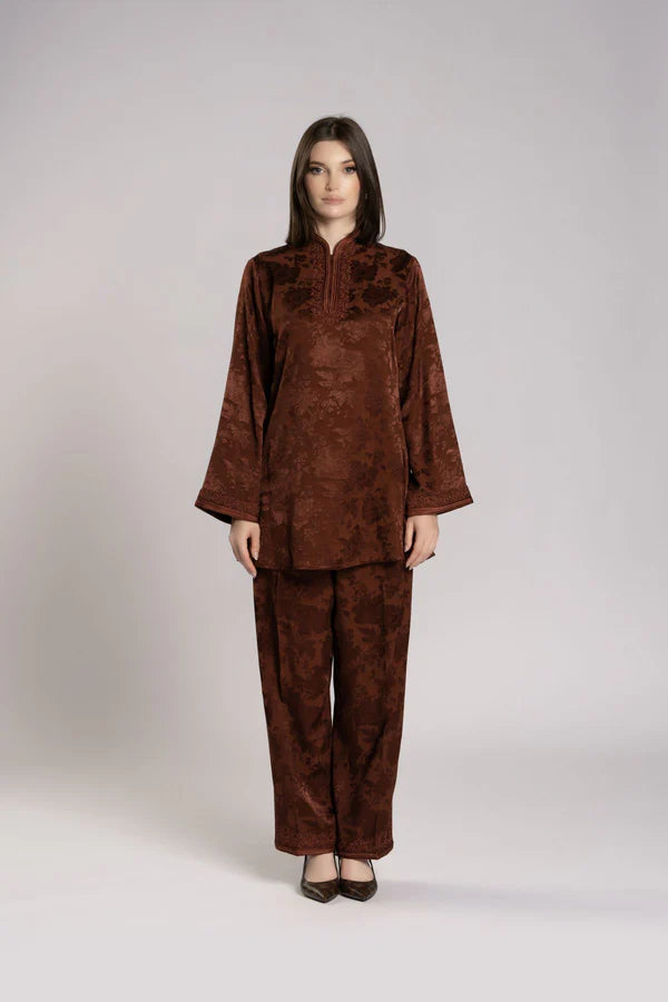 RMDML2501TT-BROWN TOP & TROUSER SET