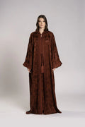 RMDML2501A-BROWN HOODED MOROCCAN ELEGANCE ABAYA