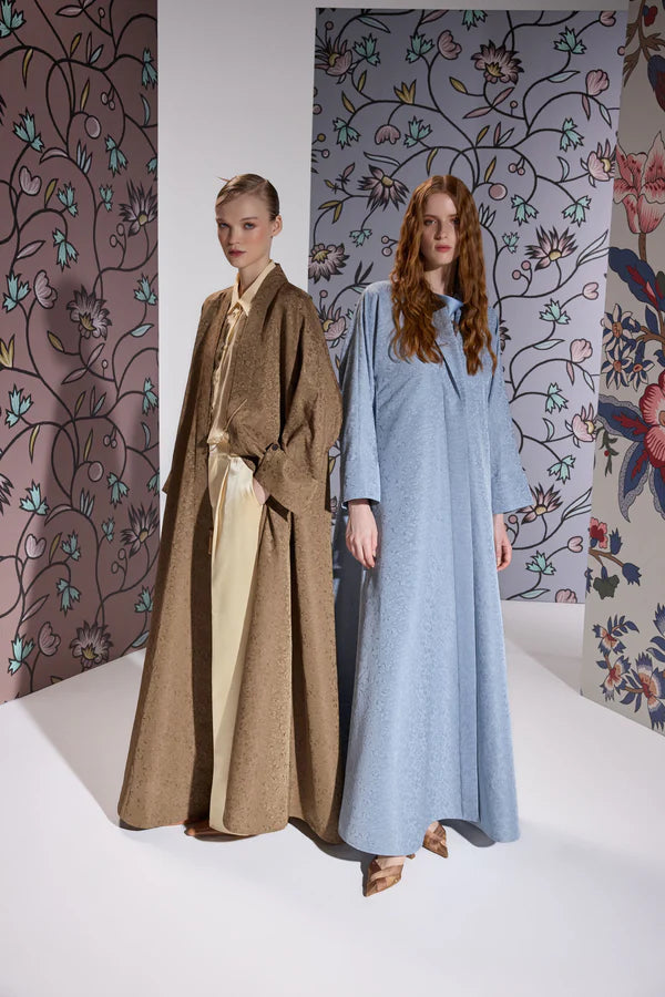 RTWS2401-BROWN WHISPERS OF ELEGANCE KIMONO ABAYA