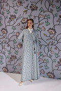 SM2411-GREY FLORAL FANTASY A-LINE ABAYA